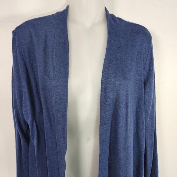 J Jill Womens Love Linen Open Front Lightweight Cardigan Size Small Blue Modest - Picture 3 of 10